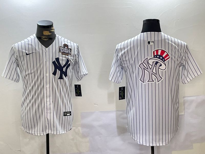 Men New York Yankees Blank White stripe Game 2024 Nike MLB Jersey style 102713